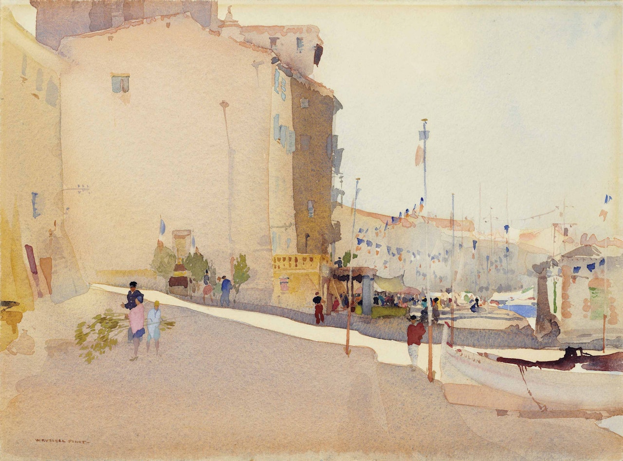 Early morning preparations for a fête, St Tropez by William Russell Flint
