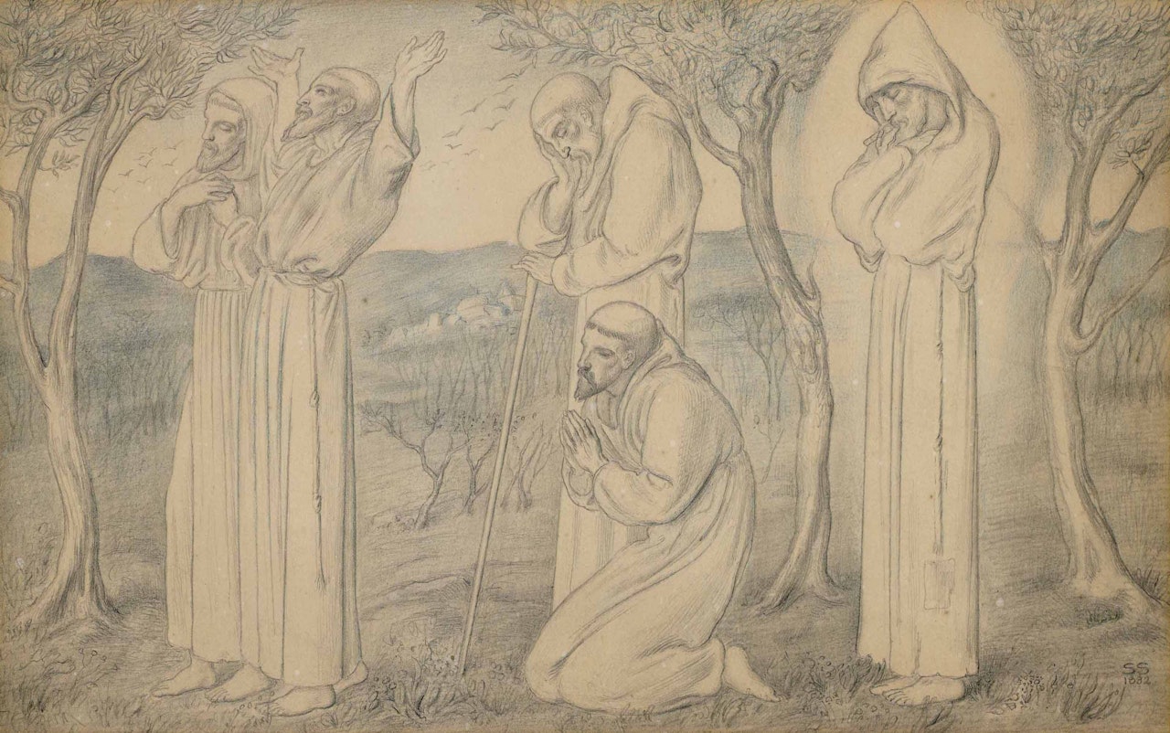 A group of Franciscan friars by Simeon Solomon