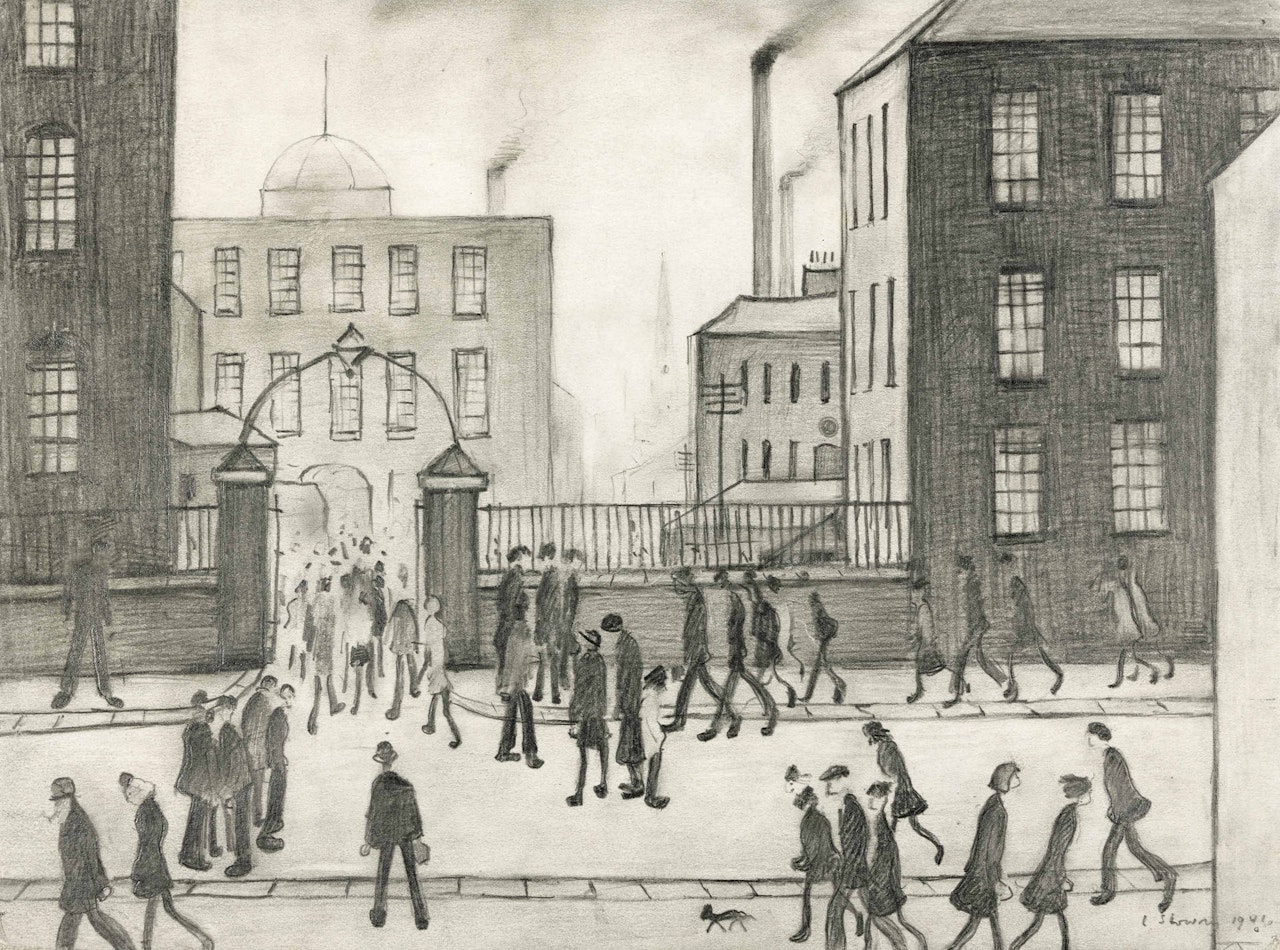 The mill gates by Laurence Stephen Lowry