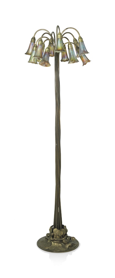 A TWELVE-LIGHT 'LILY' FLOOR LAMP by Tiffany Studios