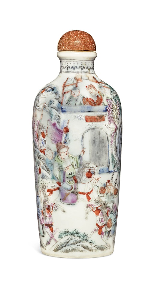 AN ENAMELED PORCELAIN SNUFF BOTTLE by Anonymous