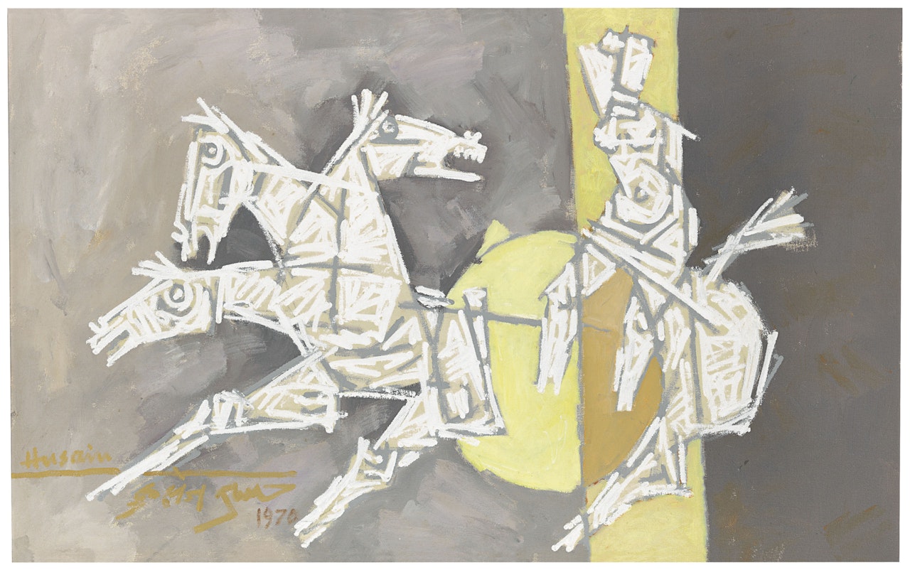 Untitled (Three Horses) by M.F. Husain