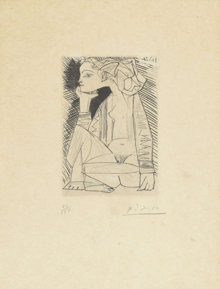 Femme assise en tailleur: Geneviève Laporte by Pablo Picasso