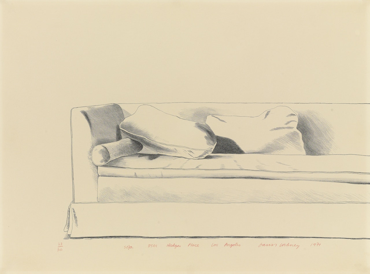 Sofa, 8501 Hedges Place, Los Angeles by David Hockney