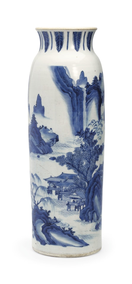A BLUE AND WHITE SLEEVE VASE by Anonymous