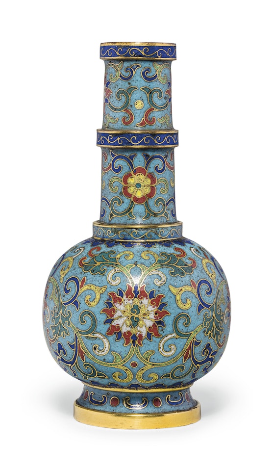 A SMALL CLOISONNÉ ENAMEL BOTTLE VASE by Anonymous