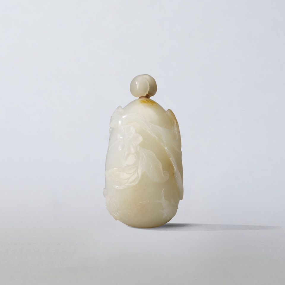 A WHITE JADE 'MELON' SNUFF BOTTLE by Anonymous
