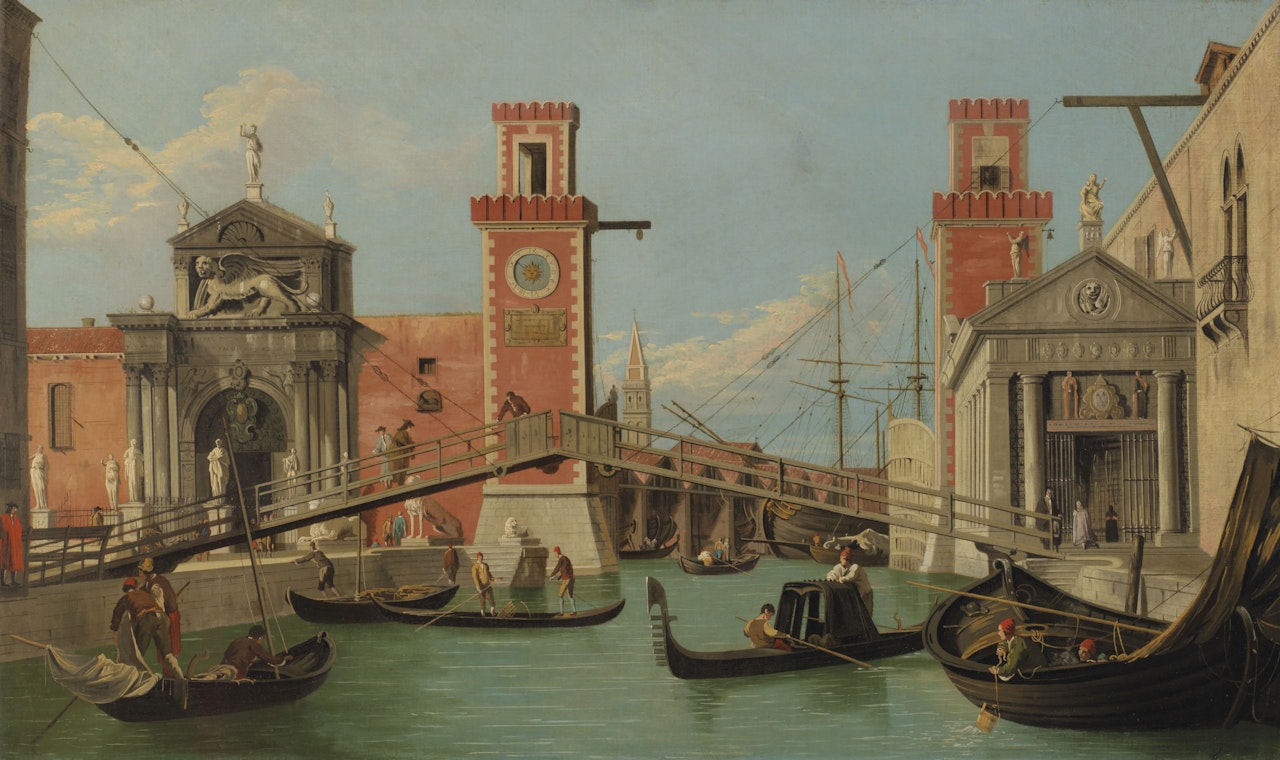 Venice, the entrance to the Arsenale by Follower of Canaletto