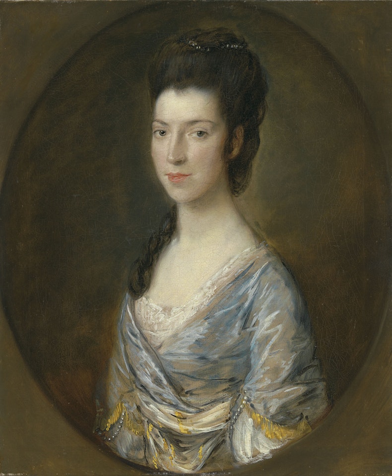 Portrait of a lady, half-length, in a painted oval by Thomas Gainsborough