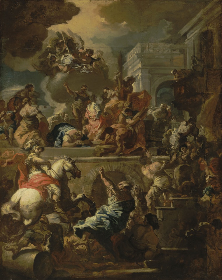 Clorinda rescuing Sofronia and Olindo by French School
