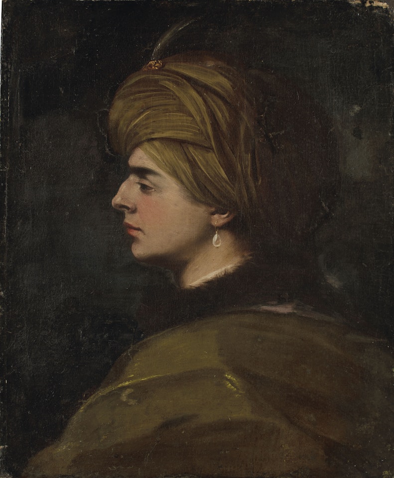 Portrait of a man, bust-length, with a turban by Italian School