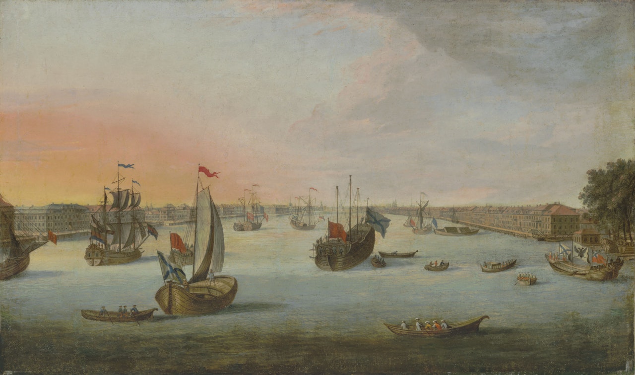 A view of Saint Petersburg from the River Neva by Russian School
