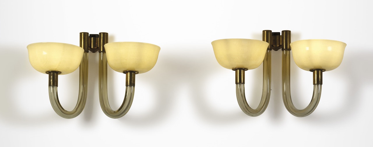 A PAIR OF TWO-ARMED WALL LIGHTS by Carlo Scarpa