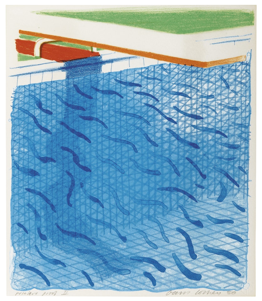 Pool Made of Paper and Blue Ink for Book by David Hockney