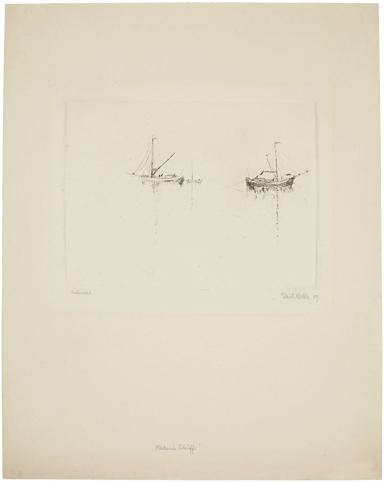 Schiffe bei Windstille (Ruhende Schiffe) by Emil Nolde