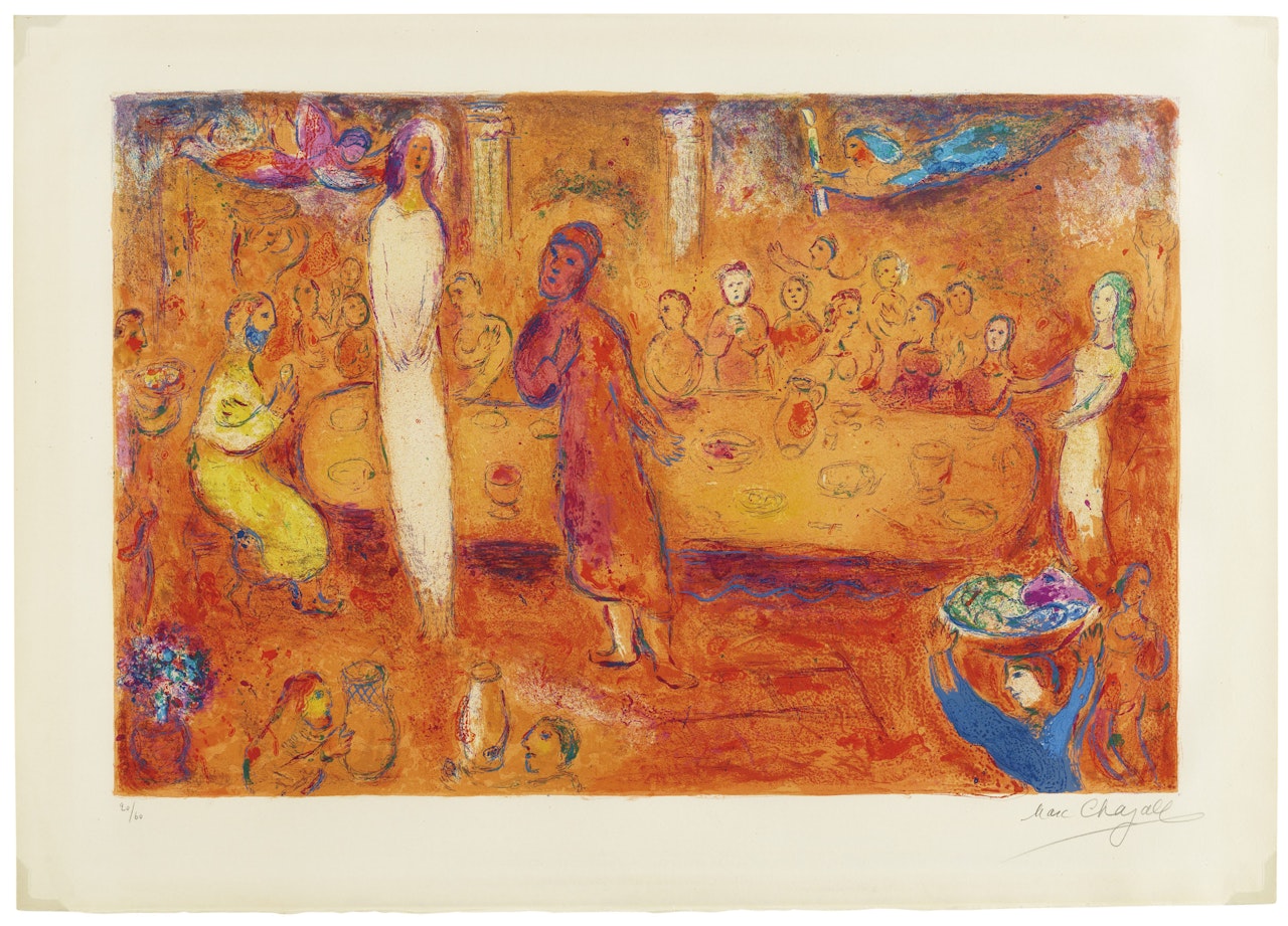Mégaclès reconnait sa Fille pendant le Festin, from Daphnis et Chloé by Marc Chagall