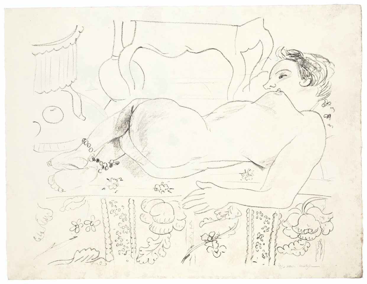 Nu couché sur sol fleuri by Henri Matisse