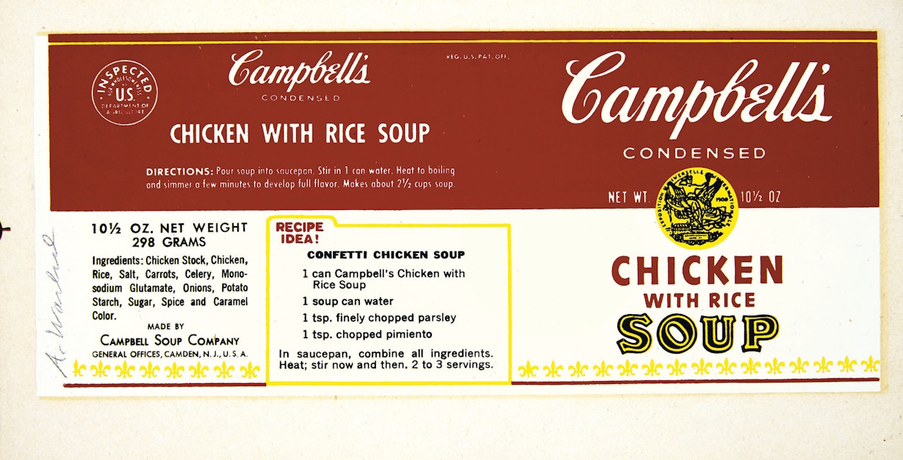 Campbell’s Chicken with Rice Soup Label by Andy Warhol