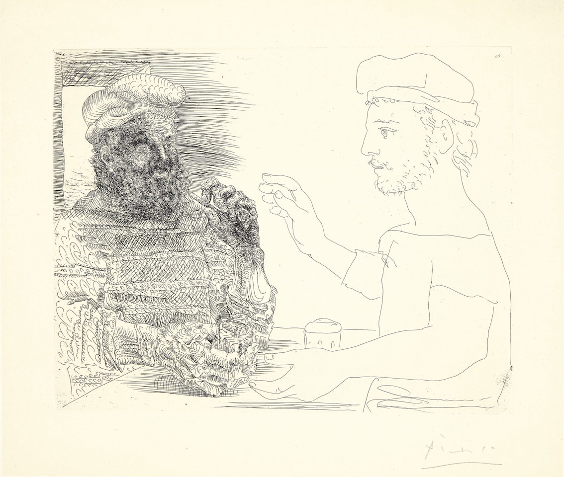 Deux Buveurs catalans, plate 12 from La Suite Vollard by Pablo Picasso