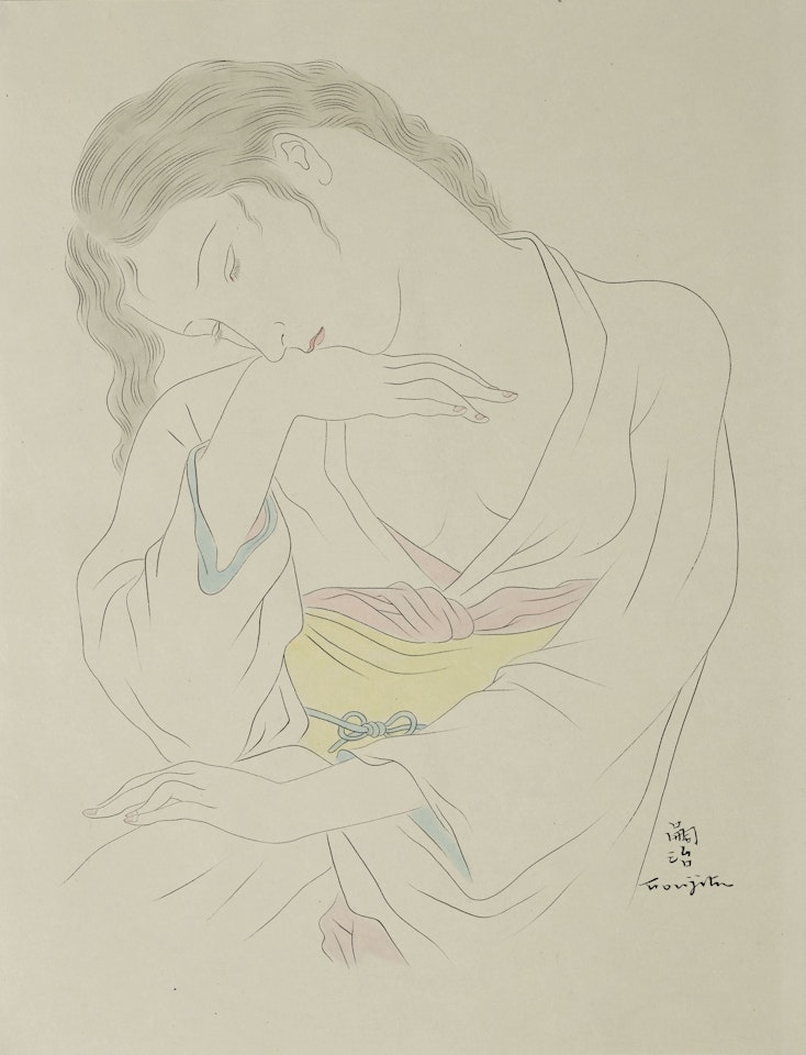 Femme pensive (pour "La Fleur aux milles pétales d'or") by Leonard Tsuguharu Foujita