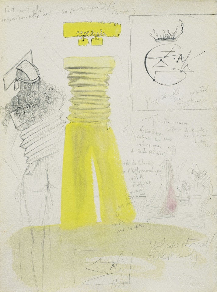 Yellow Astronaut (clerical) (Projet pour une tenue d'été pour le soir) by Salvador Dali