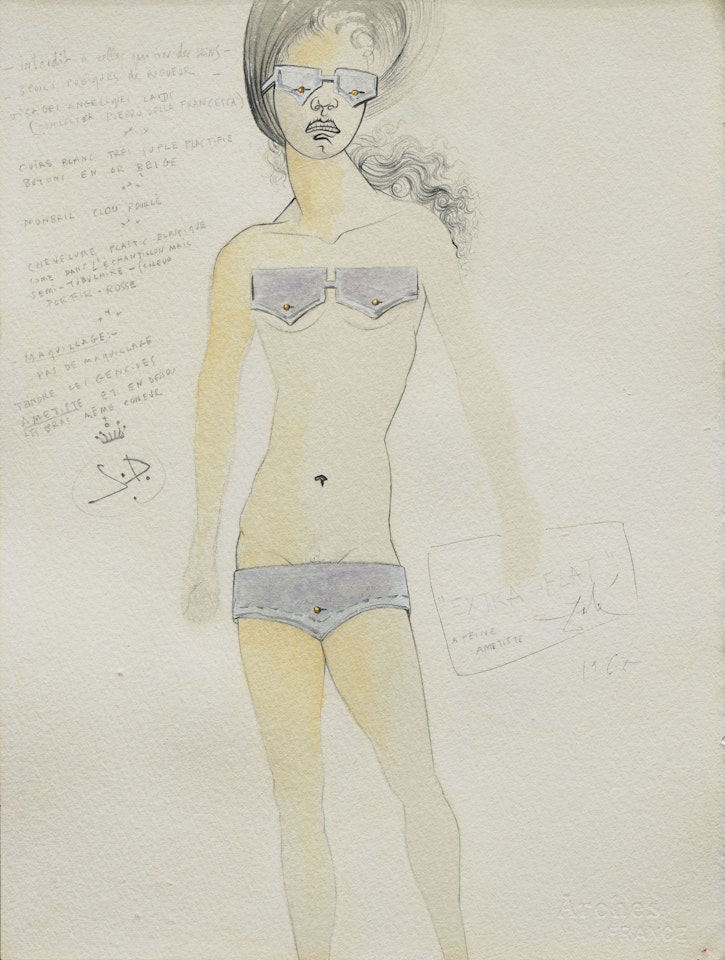 Extra flat - à peine améthyste (Projet pour un maillot de bain bikini) by Salvador Dali