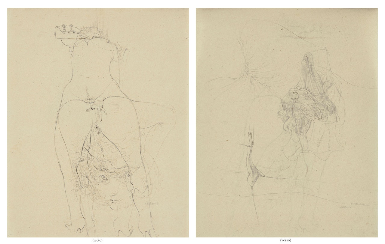 Sans titre, Étude pour "l'Histoire de l'œil" de Georges Bataille (recto/verso) by Hans Bellmer