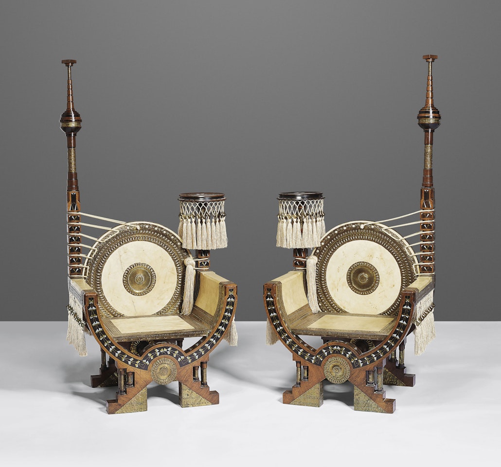 A PAIR OF THRONES by Carlo Bugatti