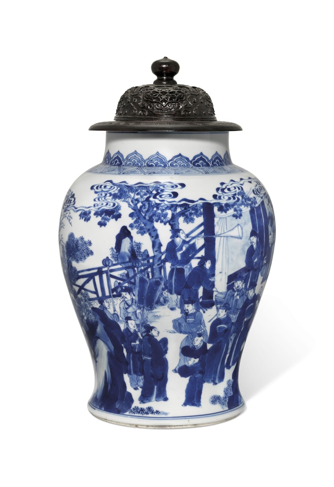 A BLUE AND WHITE 'BIRTHDAY CELEBRATION' VASE by Anonymous