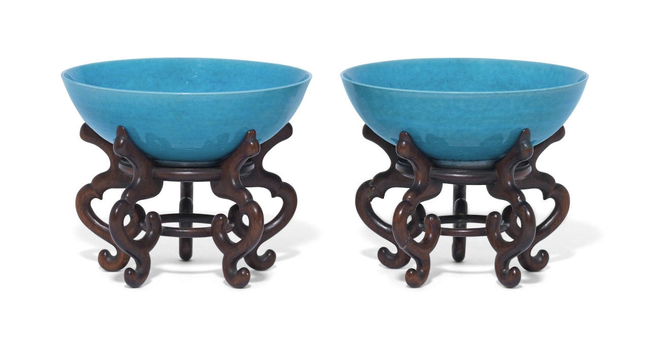 A PAIR OF TURQUOISE-GLAZED BOWLS by Anonymous