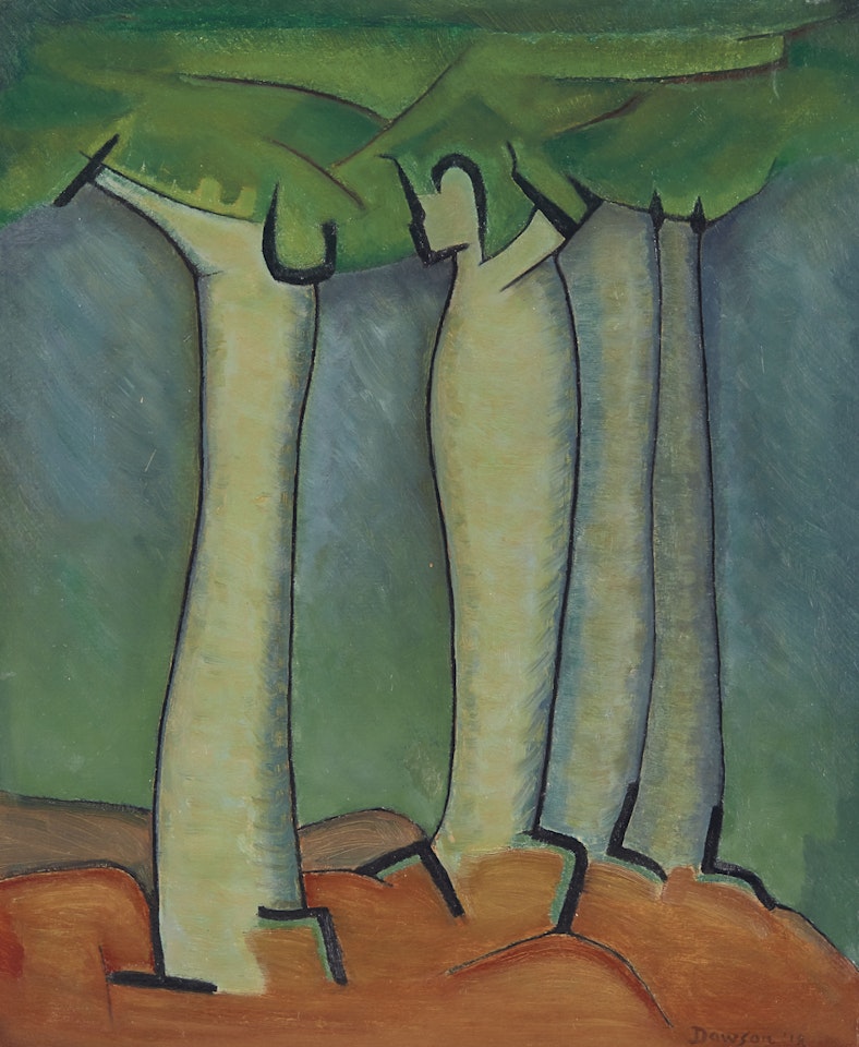 Trees on Red Rocks by Manierre Dawson