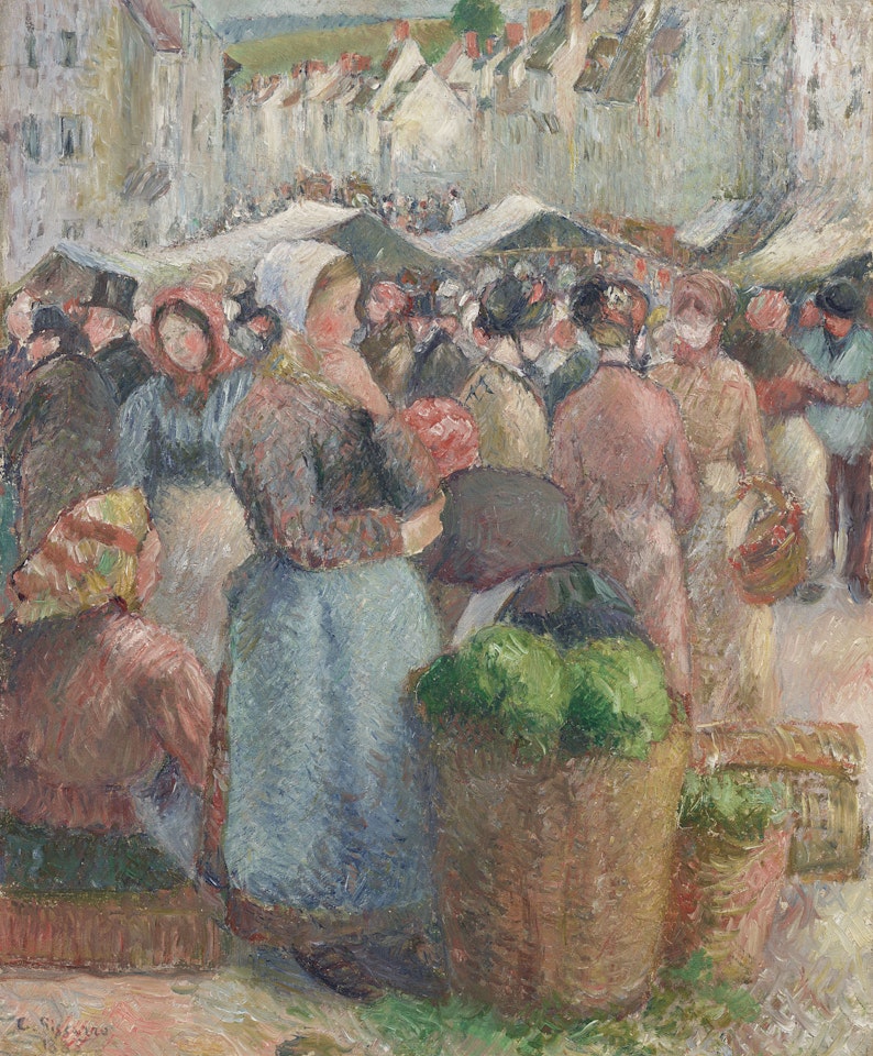 Le Marché de Gisors, Grande-Rue by Camille Pissarro