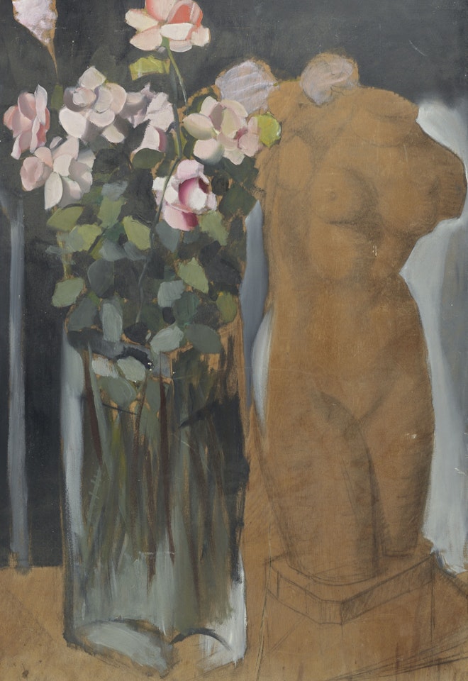 Bouquet de fleurs et l'esquisse d'une statue by Tamara de Lempicka