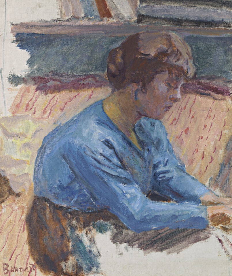 Femme pensive au corsage bleu by Pierre Bonnard
