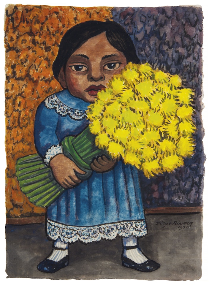 Niña con flores amarillas by Diego Rivera