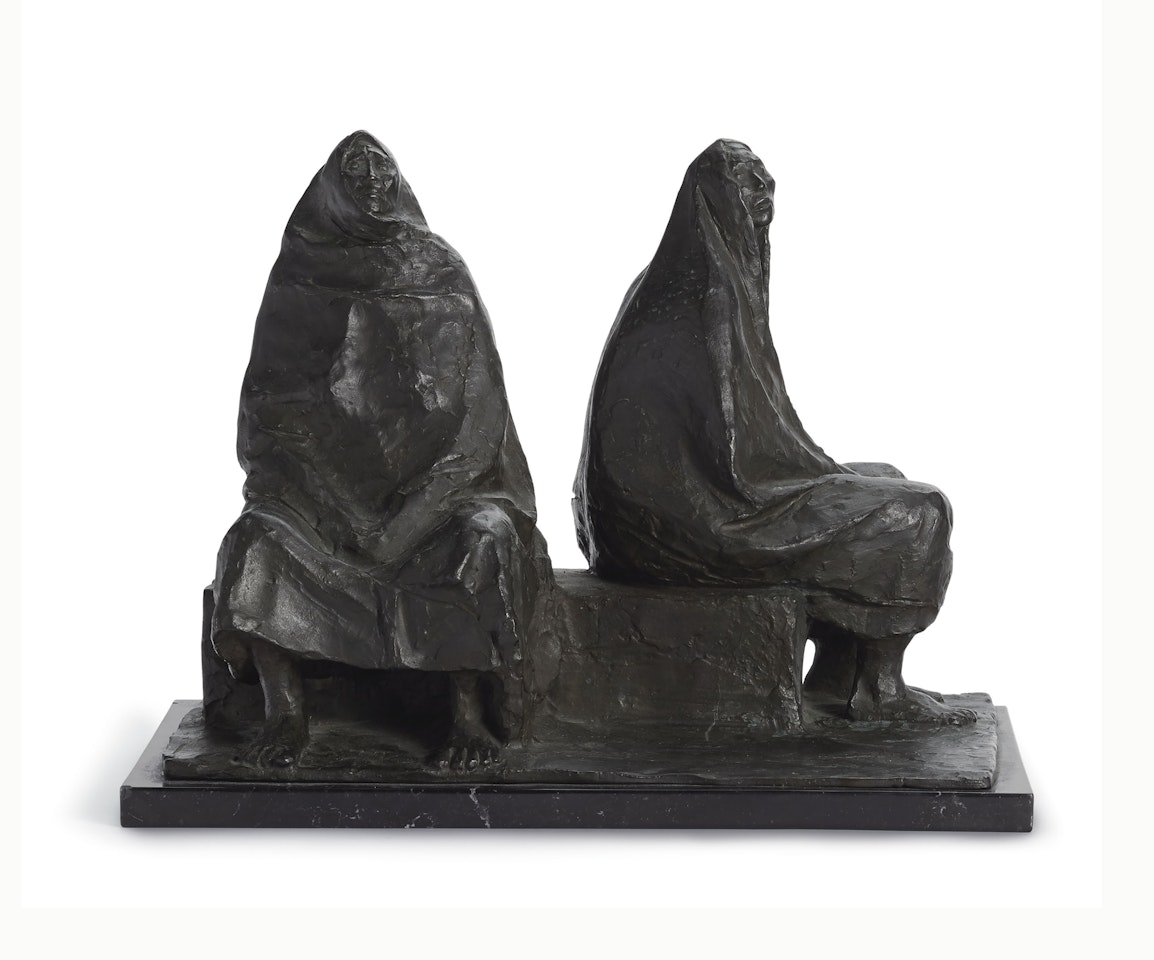 Madre e hija en banca by Francisco Zuñiga