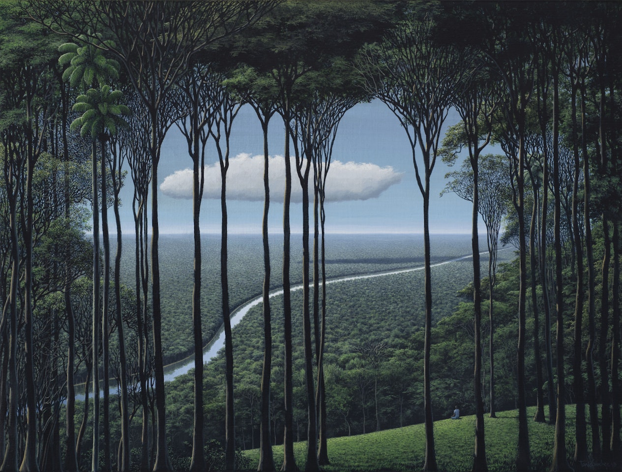 Meditador, nube, río by Tomas Sanchez