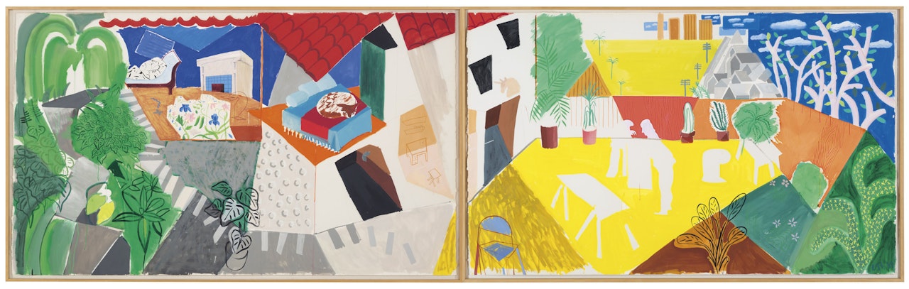 A Visit with Mo and Lisa, Echo Park by David Hockney