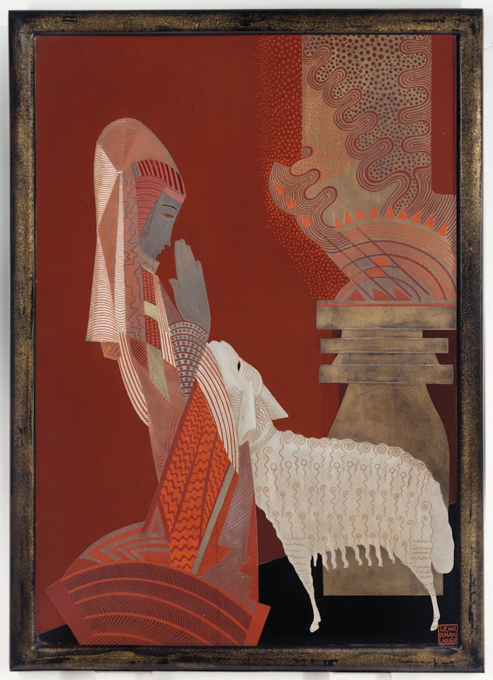 ÉCRAN DE CHEMINÉE 'FEMME ET MOUTON' by Jean Dunand