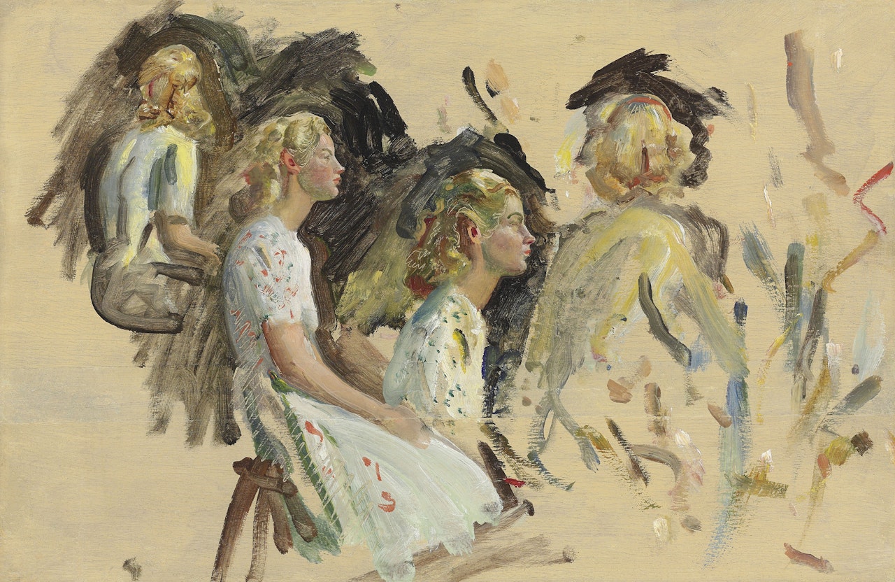 Portrait studies of Yvonne Adams, née Gates by Alfred James Munnings