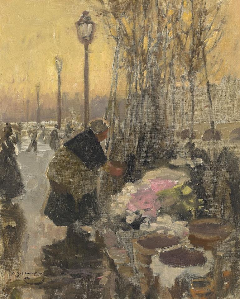 The flower seller, Paris by Alfred James Munnings