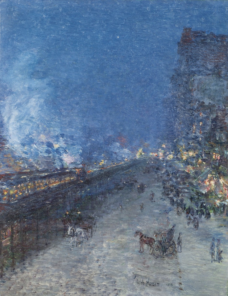 The El, New York (Sixth Avenue El--Nocturne) by Childe Hassam