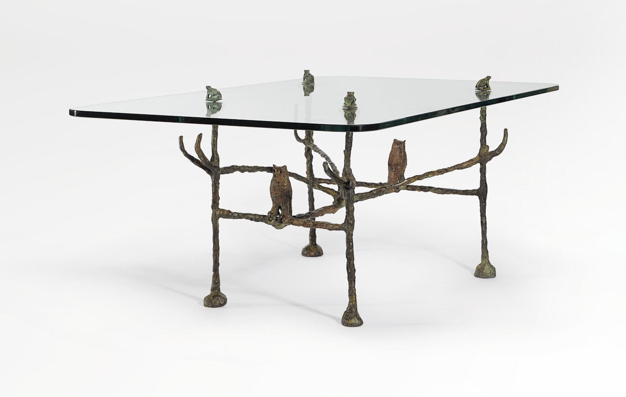 A 'CHASSEURS' LOW TABLE, MODÈLE AUX HIBOUX ET AUX GRENOUILLES by Diego Giacometti