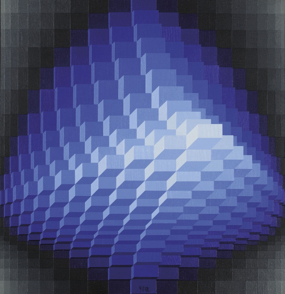Structure Cubique bleue (Square Blue Structure) by Jean-Pierre Yvaral