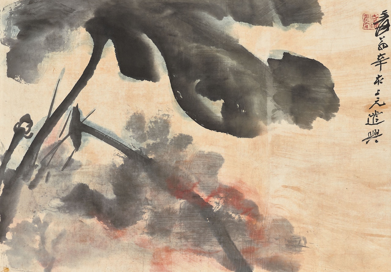 Lotus in the Wind by Zhang Daqian
