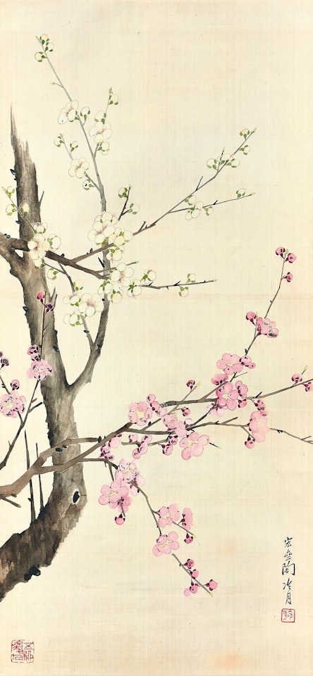 White and Red Plum Blossoms by Lengyue Tao