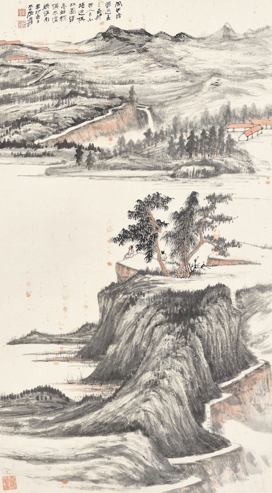 Sitting on a Cliff by Zhang Daqian