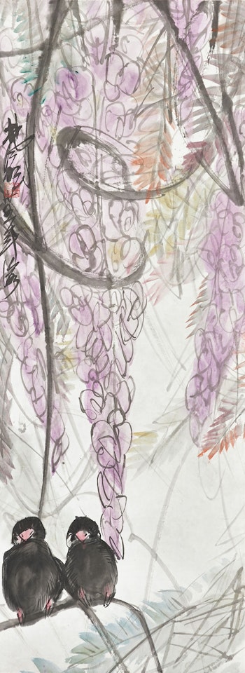 Wisteria and Birds by Lin Fengmian