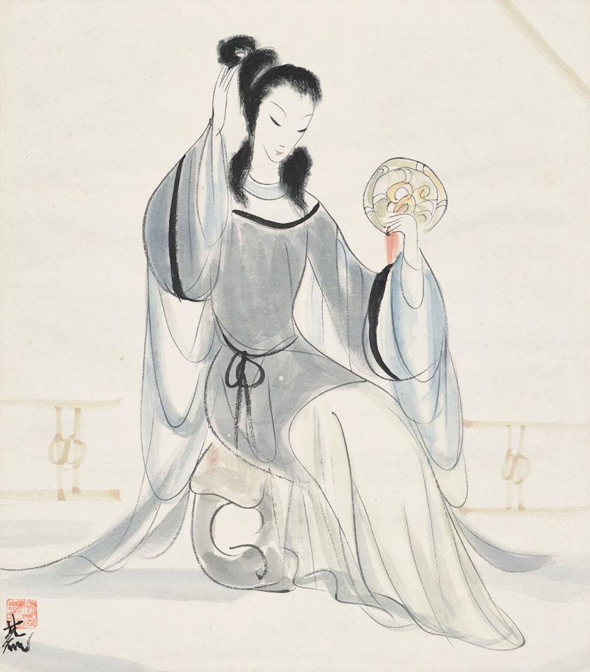 Lady with Mirror by Lin Fengmian