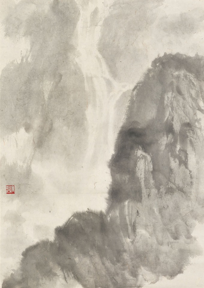 Mountains and Waterfall by Fu Baoshi